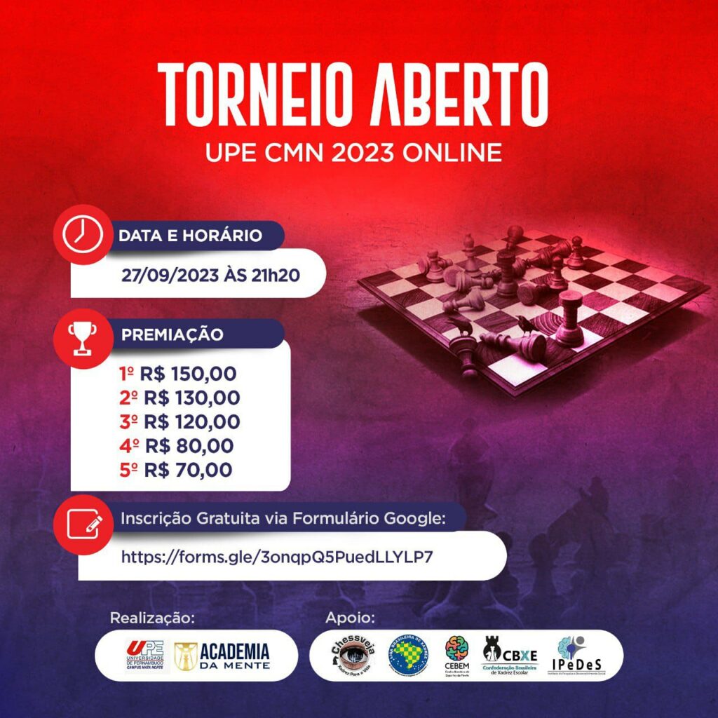 Inscrições abertas para o 1º Torneio de Xadrez da UNINASSAU Maceió