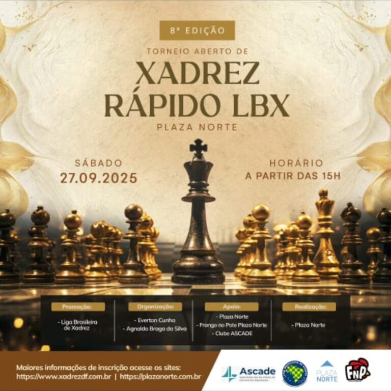8ª Edição Torneio Aberto de Xadrez Rápido LBX Plaza Norte Brasília – DF