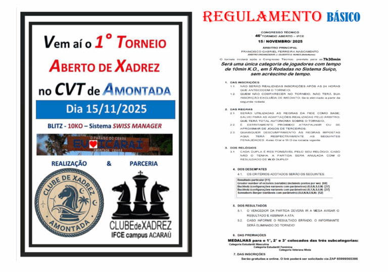 1° Torneio Aberto de Xadrez do CVT de Amontada-CE