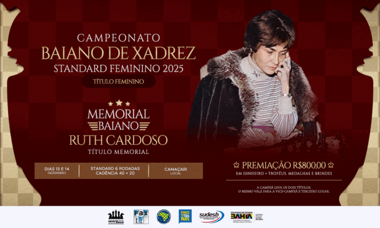 Campeonato Baiano de Xadrez Feminino Standard 2025 e Memorial Baiano Ruth Cardoso