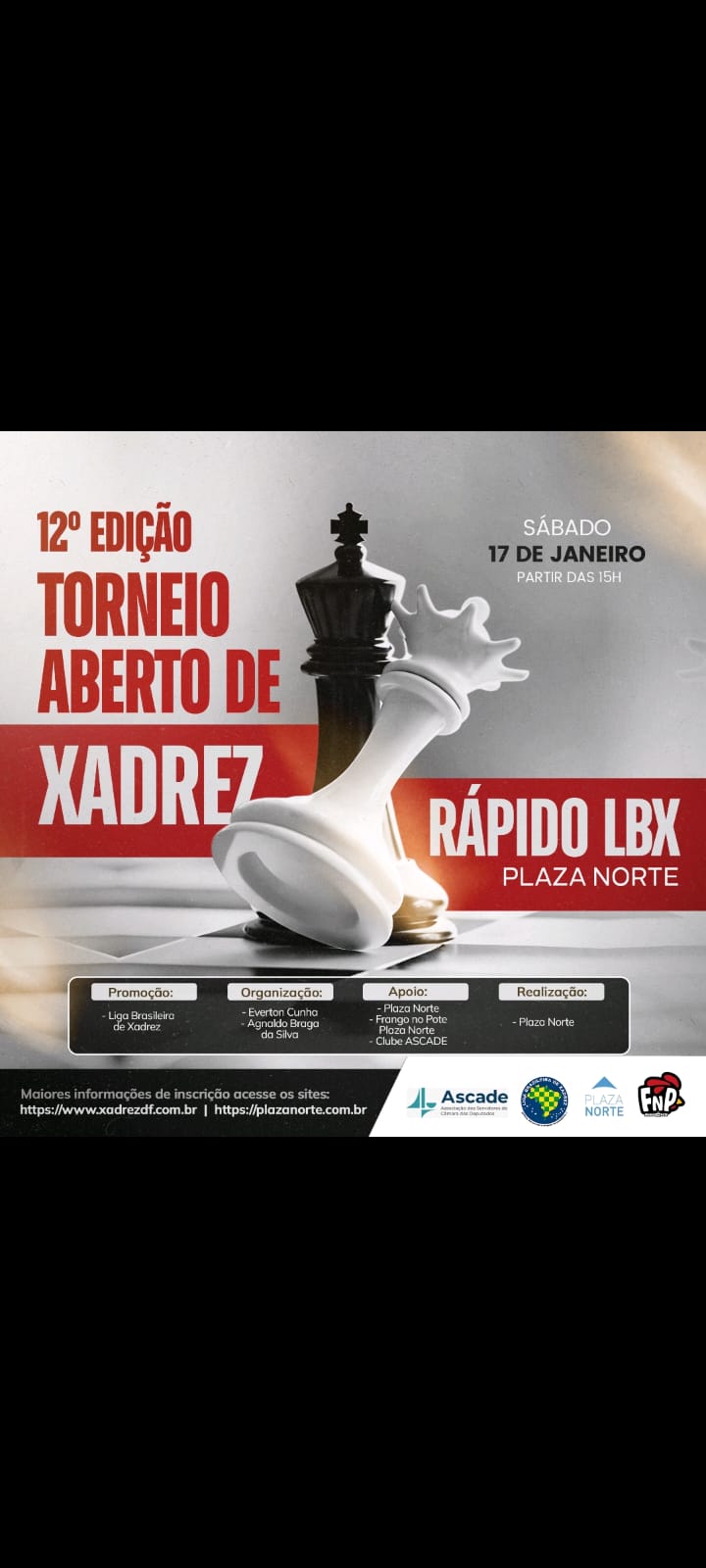 12ª Edição Torneio Aberto de Xadrez Rápido LBX Plaza Norte