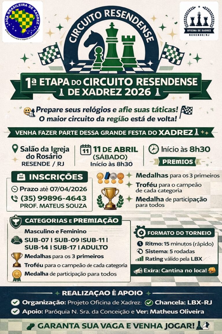 1a Etapa do Circuito Resendense de Xadrez 2026
