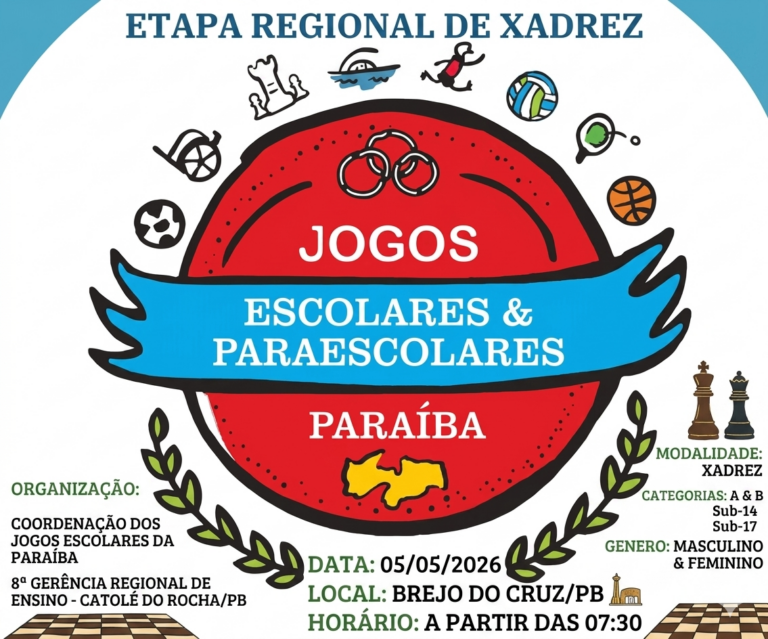 Etapa Regional de Xadrez dos Jogos Escolares da Paraíba 2026