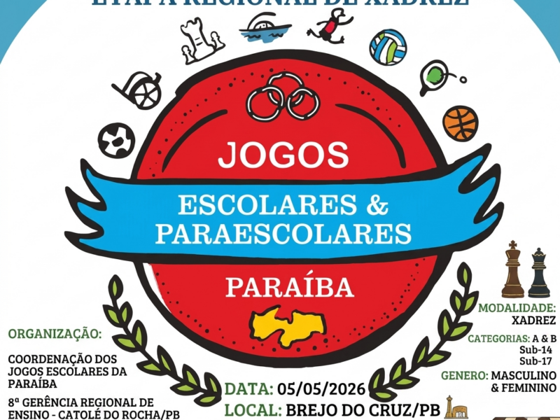 Etapa Regional de Xadrez dos Jogos Escolares da Paraíba 2026
