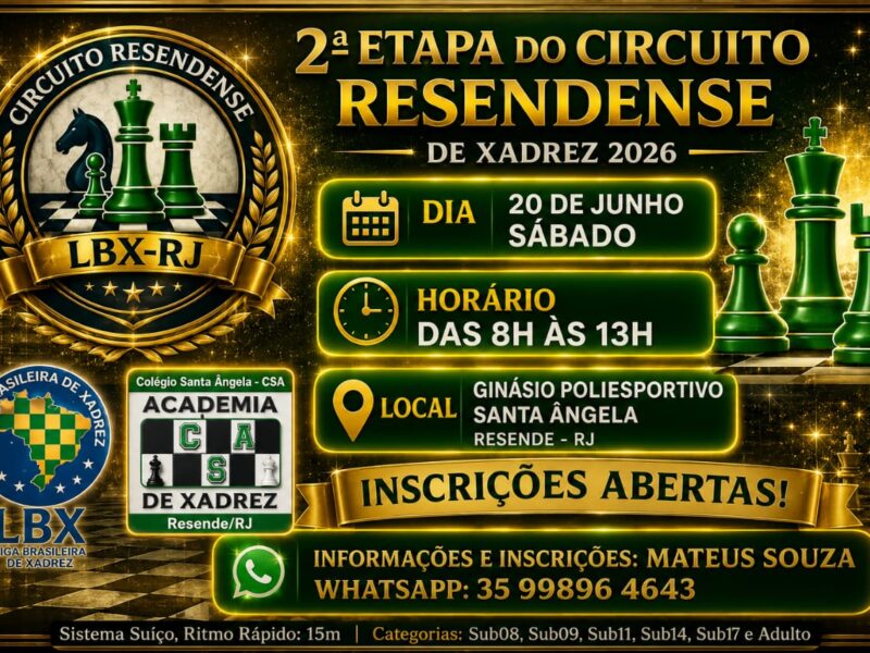2ª ETAPA DO CIRCUITO RESENDENSE DE XADREZ 2026 – COLÉGIO SANTA ÂNGELA
