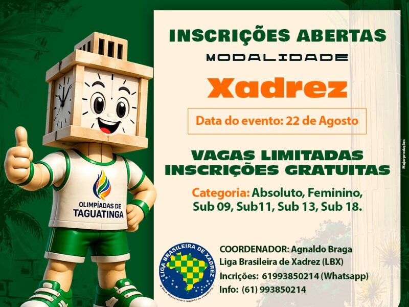 1° Olimpíadas de Taguatinga (Torneio Aberto de Xadrez Rapido LBX) Colégio Projeção