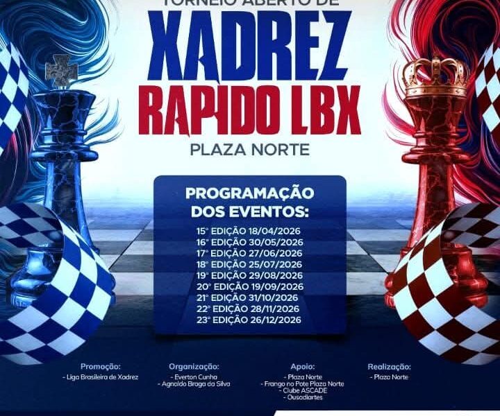 19° Edição Torneio Aberto de Xadrez Rápido LBX PLAZA NORTE Bairro Asa Norte/DF