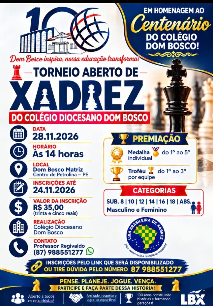 Torneio Aberto de xadrez do colégio diocesano Dom Bosco
