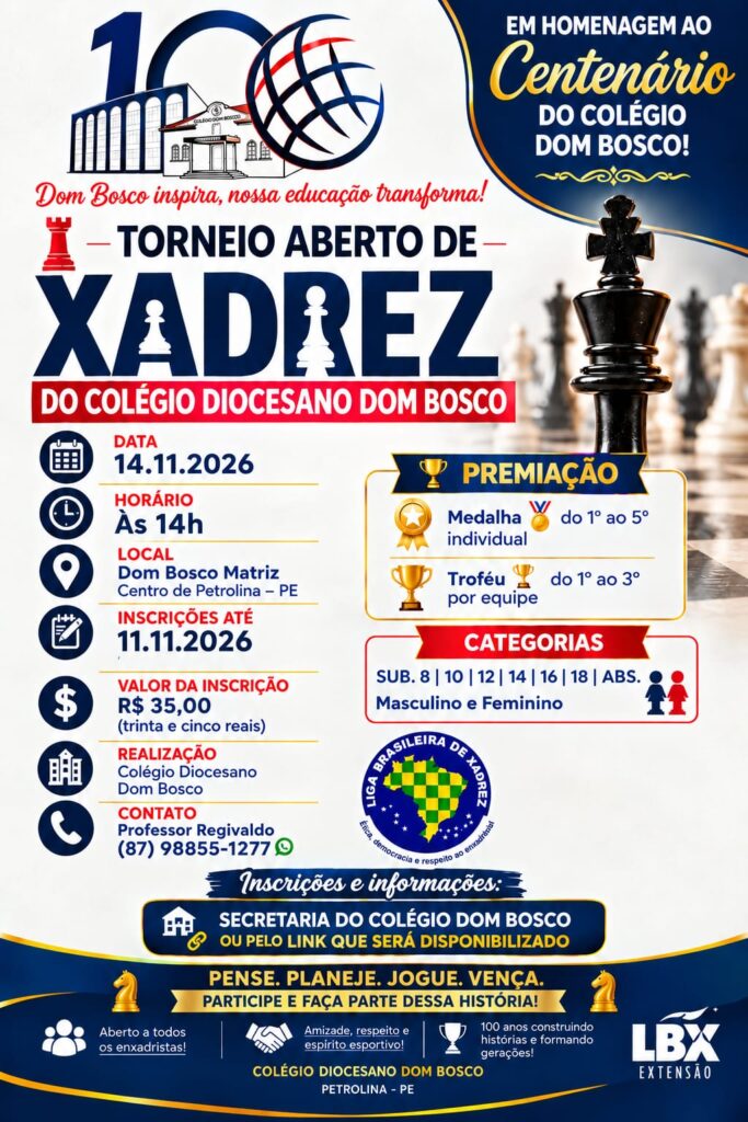Torneio Aberto de Xadrez Do Colégio Diocesano Dom Bosco 2026